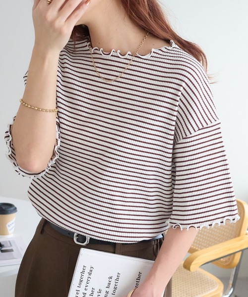 「DISCOAT」 半袖カットソー MEDIUM ベージュ レディース_画像5