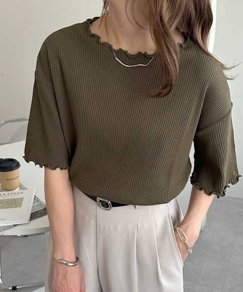 「DISCOAT」 半袖カットソー MEDIUM ベージュ レディース_画像8