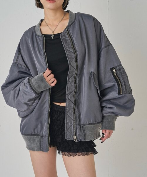 OMMO MA-1 SLEEVE TOP グレー OMMO MA-1 SLEEVE TOP グレー OMMO ONLINE STORE / MA-1 SLEEVE TOP