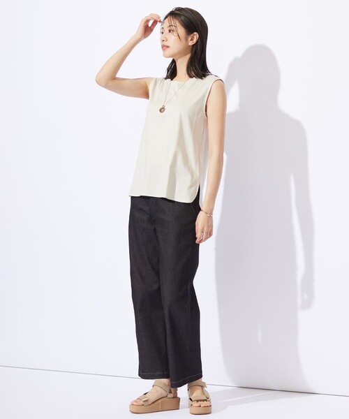 「J.PRESS」 ノースリーブトップス LARGE ベージュ レディース_画像4