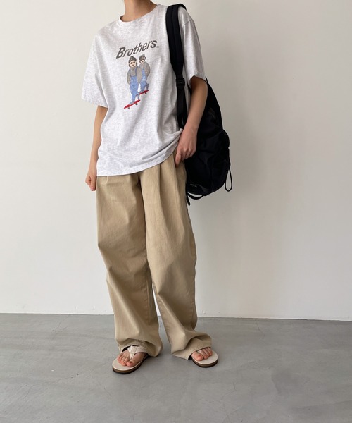 「CANAL JEAN」 半袖Tシャツ ONE SIZE ライトグレー レディース_画像4