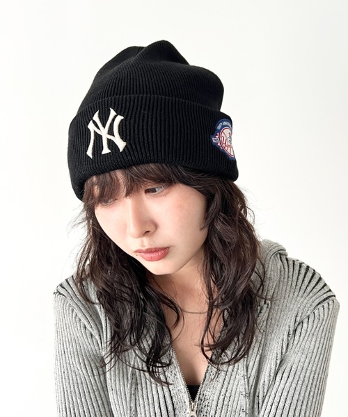 MLB Korea 限定　パッチ　ニット帽　新品　タグ付き　入手困難　即日発送 MLB ニット帽 ニットキャップ レディース 「日本未発売/WEB限定」MLB