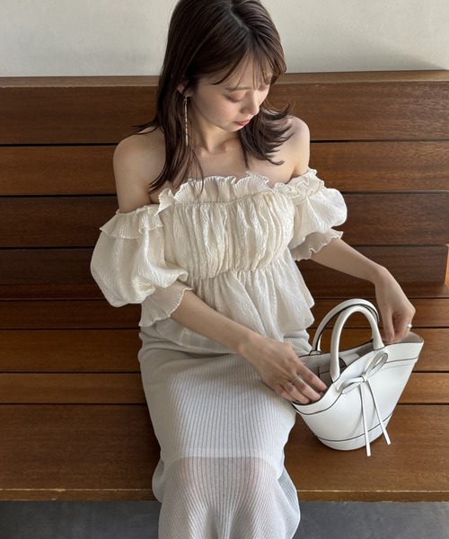 「SNIDEL」 半袖ブラウス ONE SIZE グレー レディースの画像