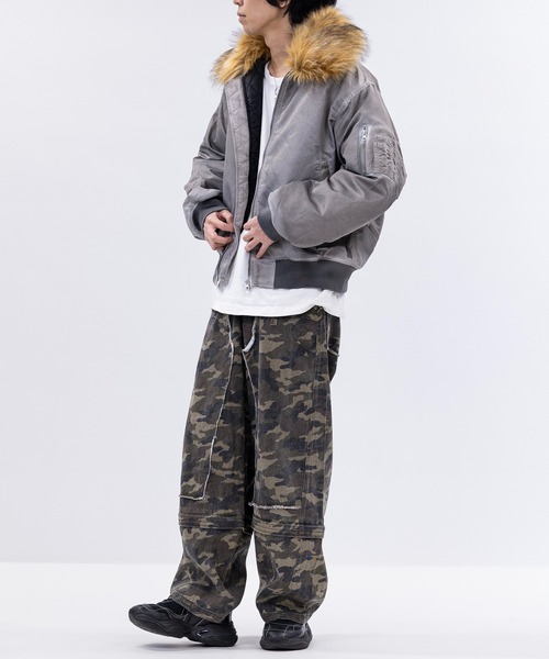 グレー MA-1 フライトジャケット ファー付き JOHN'S CLOSET（ジョンズクローゼット） ma1 ma-1 「13」ヴィンテージ