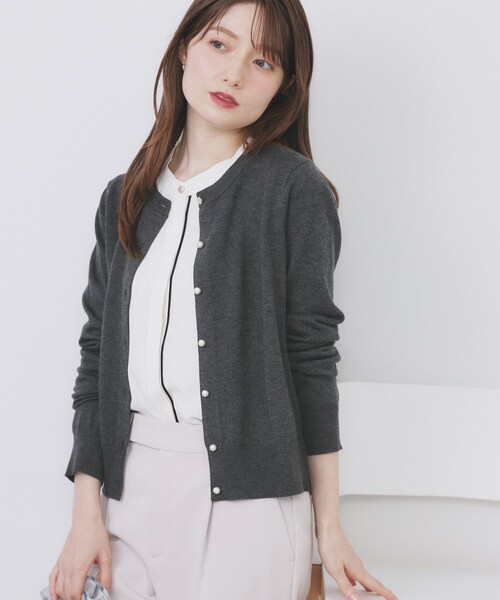 index（インデックス） カーディガン ビジュークルーネック