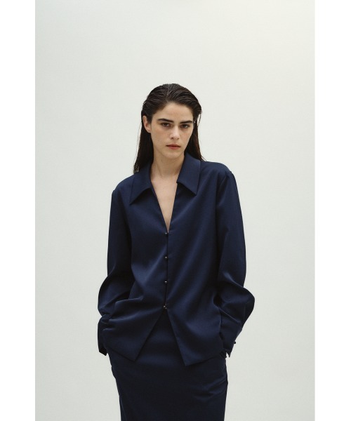 RIM.ARK ブラウス シャツ Open collar slim SH JK オープンカラー