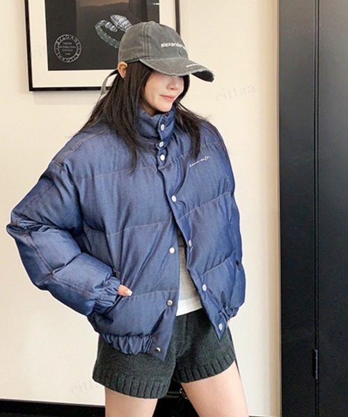 【タグ付き】 ef-de ダウンジャケット ショート ボリューム襟 ネイビー M ルイルエブティック RUIRUE BOUTIQUE フォックスファークラシック