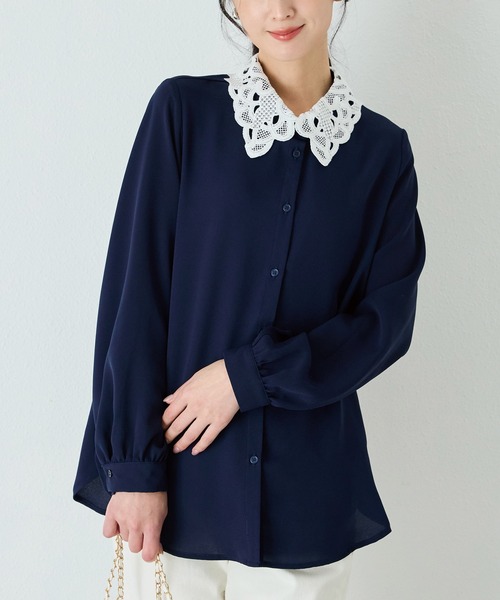 INCEDE（インシード） ブラウス シャツ レース襟ブラウス レディース