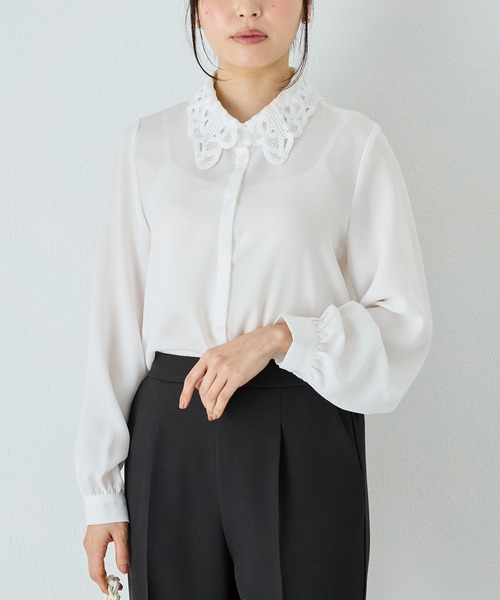 INCEDE（インシード） ブラウス シャツ レース襟ブラウス レディース