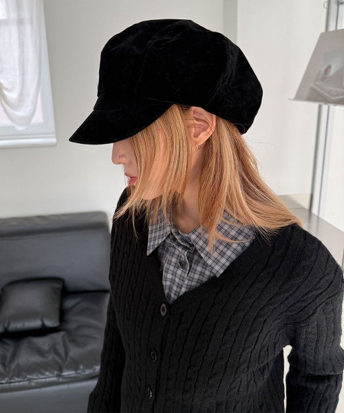 4INT. 帽子 キャスケット ベロア ニュースボーイ キャップ
