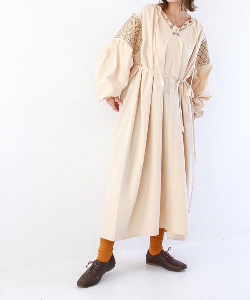 「Crisp」 7分袖ワンピース FREE イエロー レディース_画像8