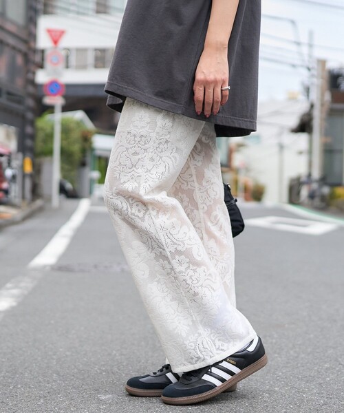 「PUBLUX」 イージーパンツ フリ- ブラック レディース_画像2