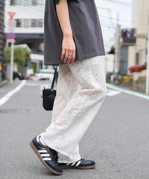 「PUBLUX」 イージーパンツ フリ- ブラック レディース_画像3