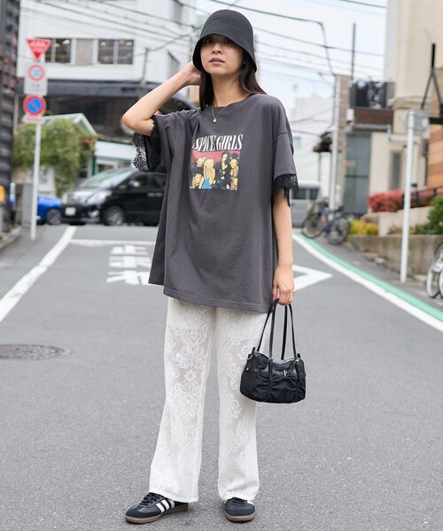 「PUBLUX」 イージーパンツ フリ- ブラック レディース_画像4