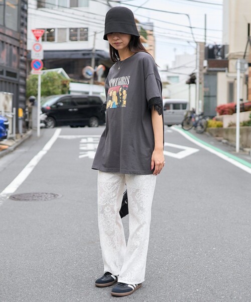 「PUBLUX」 イージーパンツ フリ- ブラック レディース_画像6