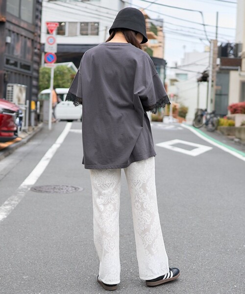 「PUBLUX」 イージーパンツ フリ- ブラック レディース_画像8