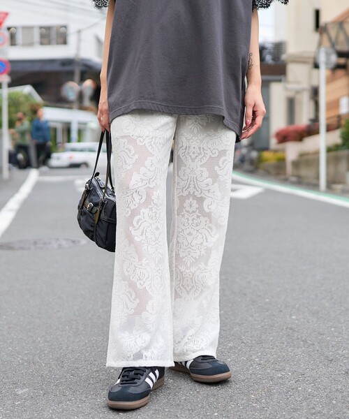 「PUBLUX」 イージーパンツ フリ- ブラック レディース_画像9