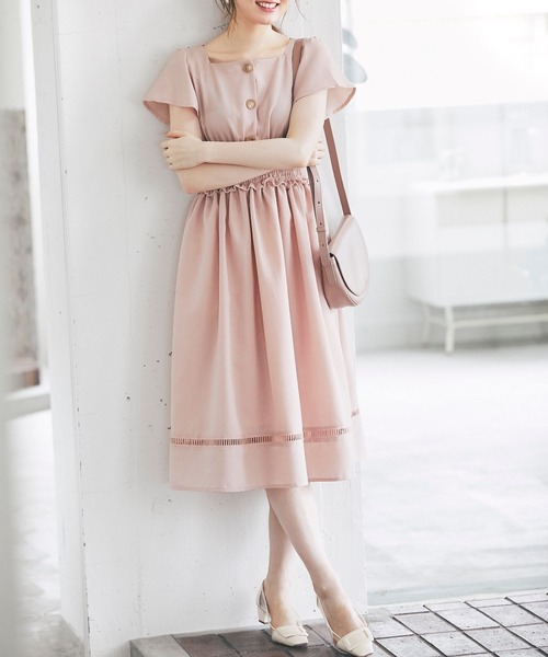 「tocco closet」 半袖ワンピース M グレイッシュベージュ レディース_画像3