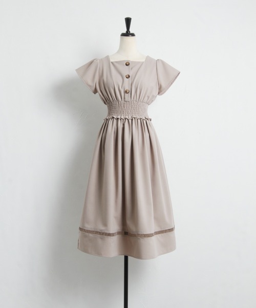 「tocco closet」 半袖ワンピース M グレイッシュベージュ レディース_画像9