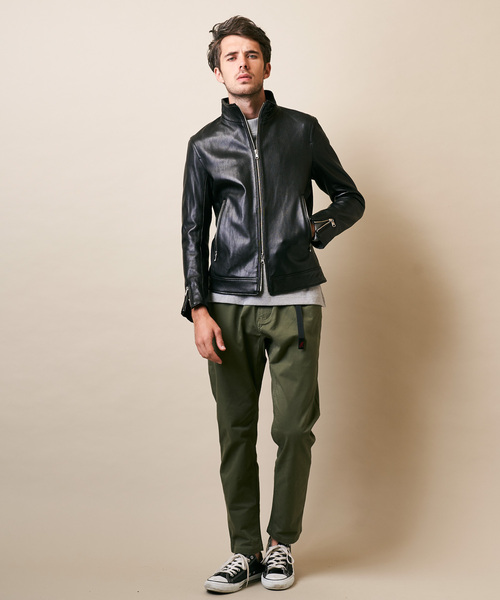 「TETE HOMME」 レザーブルゾン SMALL ネイビー メンズ_画像4