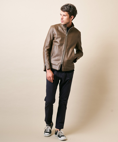 「TETE HOMME」 レザーブルゾン SMALL ネイビー メンズ_画像7