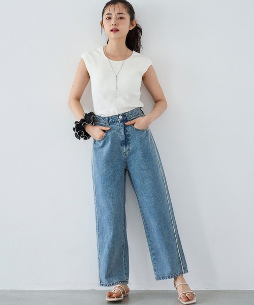 「mil」 デニムパンツ - ライトブルー レディース_画像3