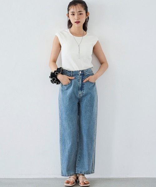 「mil」 デニムパンツ - ライトブルー レディース_画像5