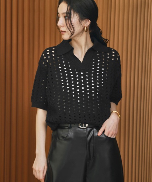 NAMESAKE 24ss ニットポロシャツ ELFRANK ニット セーター 「2026SS」透かし編み ポロニット トップス
