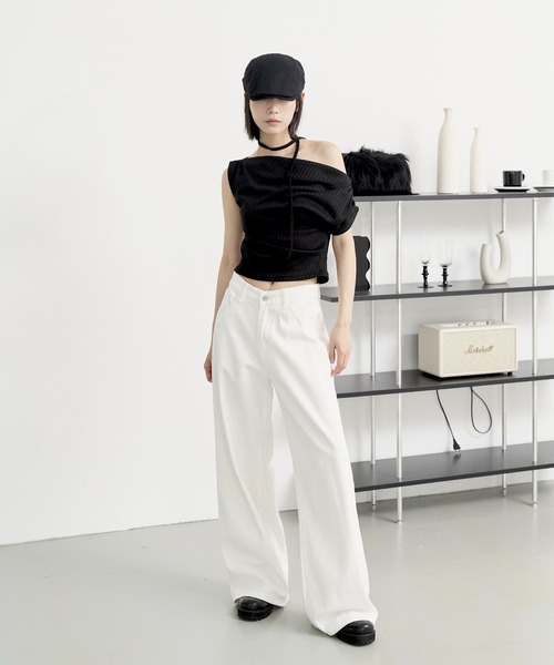 「UNE MANSION」 デニムパンツ SMALL ベージュ レディース_画像2