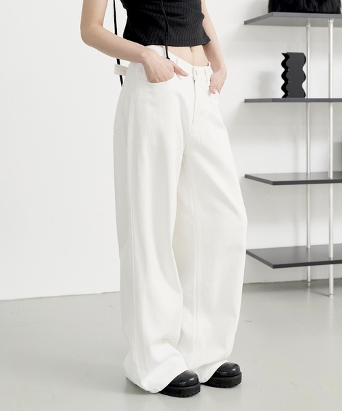 「UNE MANSION」 デニムパンツ SMALL ベージュ レディース_画像5