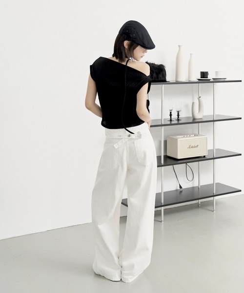 「UNE MANSION」 デニムパンツ SMALL ベージュ レディース_画像6