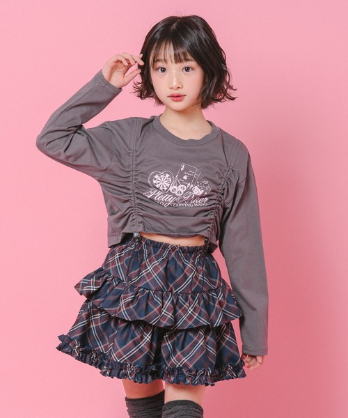 BABY ミニスカート/ティアード 水玉 チョコレート ピンク ブラウン リボン URBAN CHERRY（アーバンチェリー） スカート 「インナーパンツ付き
