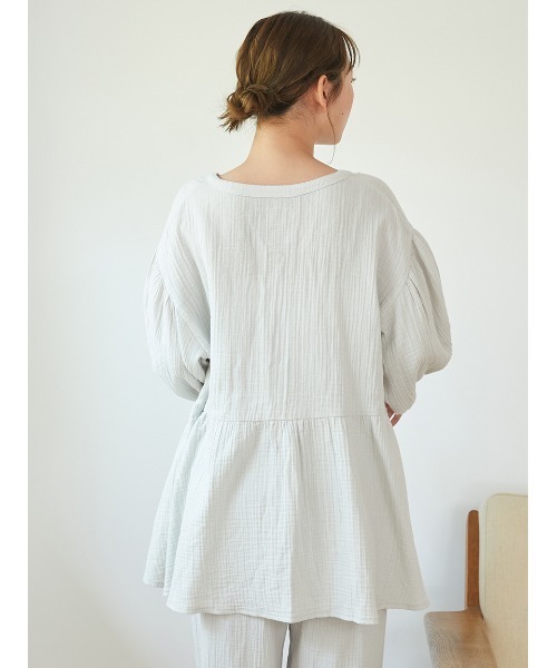 gelato pique（ジェラートピケ） 7分袖ブラウス ONE SIZE グレー