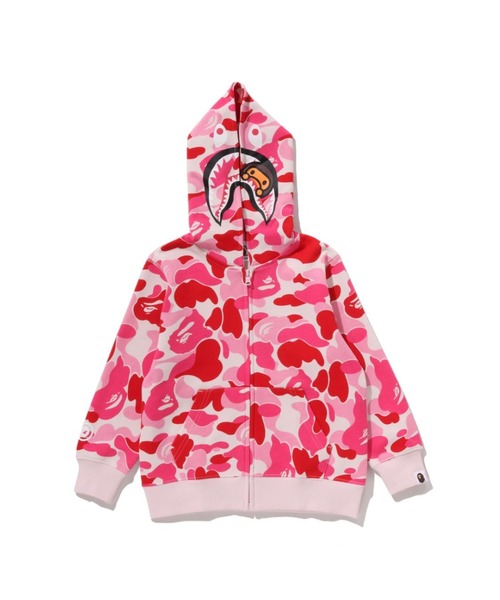 A BATHING APE アベイシングエイプ キッズ BAPE ロゴ カモ ジップ パーカー ピンク系 130【中古】 A BATHING APE アベイシングエイプ キッズ BAPE ロゴ カモ ジップ