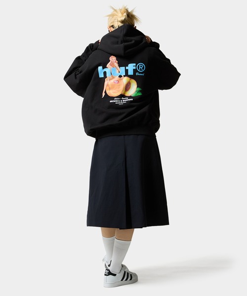 「HUF」 プルオーバーパーカー S ピンク系その他 メンズの画像