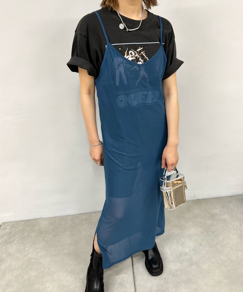 「WHO'S WHO gallery」 キャミソールワンピース FREE ブラック レディース_画像5