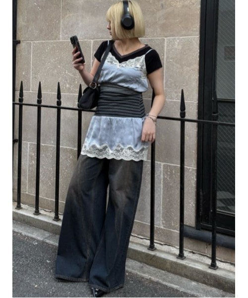 SLY（スライ） ワンピース CUTSEW REMAKE SATIN DRESS カットソー