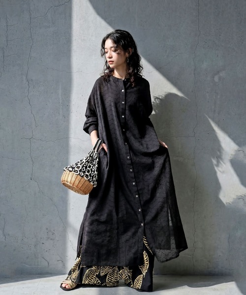 antiqua（アンティカ） シャツワンピース 綿100 インド綿 シャツ