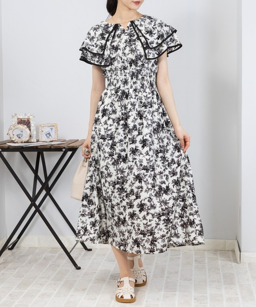 「pumpkin port」 半袖ワンピース MEDIUM アイボリー レディース_画像3