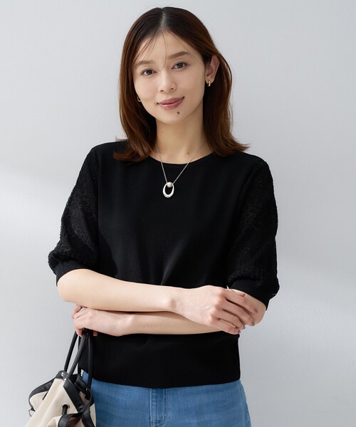 ニット セーター 「洗える」エレガンススリーブニット レディースの画像