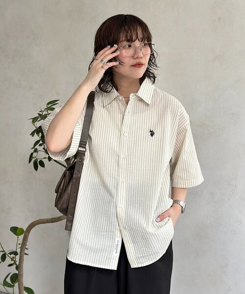 U.S. POLO ASSN.（ユーエスポロアッスン） ブラウス シャツ 半袖 シア