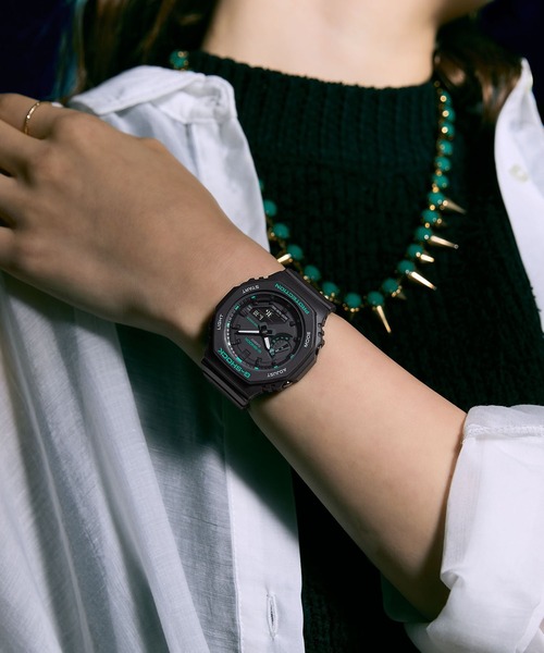 「G-SHOCK」 デジタル腕時計 FREE ブラック×グリーン レディース_画像5