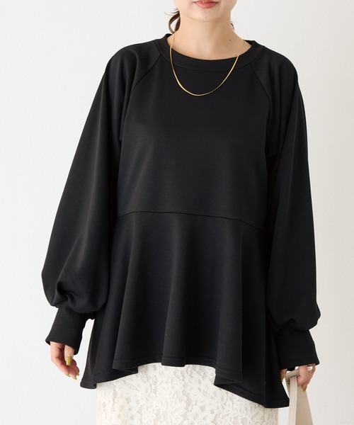 「LAVEANGE」 長袖カットソー 5L ブラック レディース_画像4