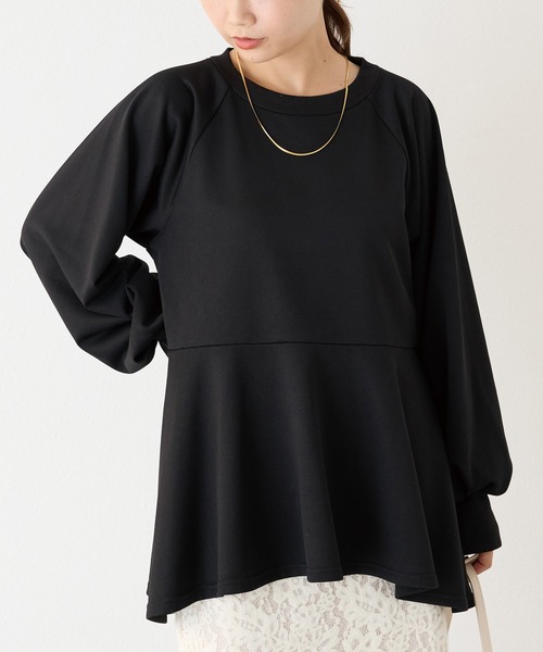 「LAVEANGE」 長袖カットソー 5L ブラック レディース_画像5