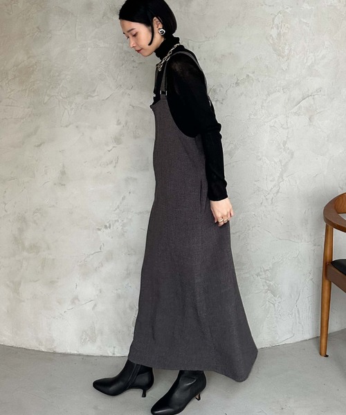 「DOUX ARCHIVES」 サロペットスカート 38 チャコールグレー レディース_画像3