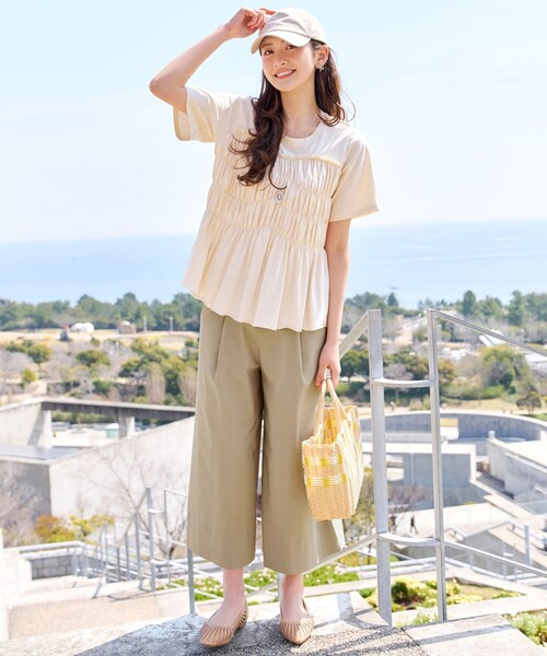 Tiaclasse ワイドパンツ パンツ ストレッチタックワイドパンツ