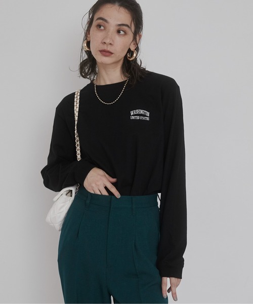 「ANGIE」 長袖カットソー MEDIUM ネイビー レディース_画像4