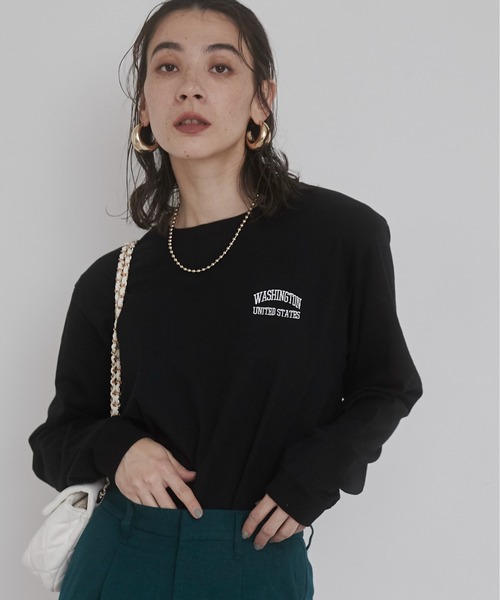 「ANGIE」 長袖カットソー MEDIUM ネイビー レディース_画像5