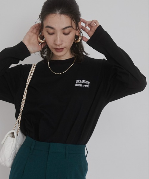 「ANGIE」 長袖カットソー MEDIUM ネイビー レディース_画像6
