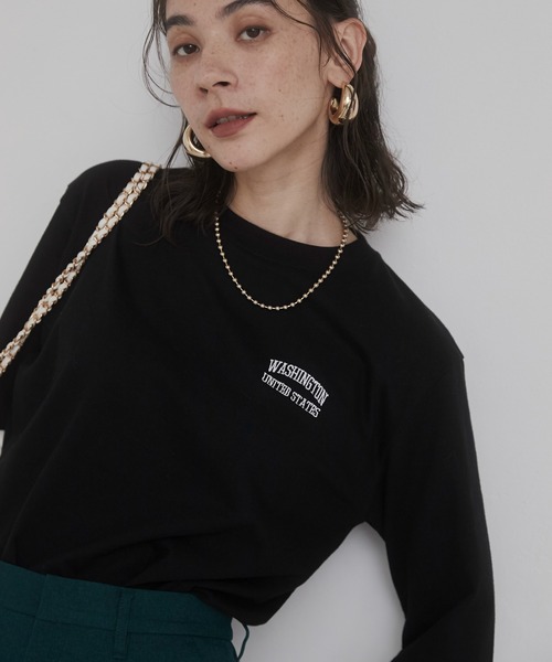 「ANGIE」 長袖カットソー MEDIUM ネイビー レディース_画像9